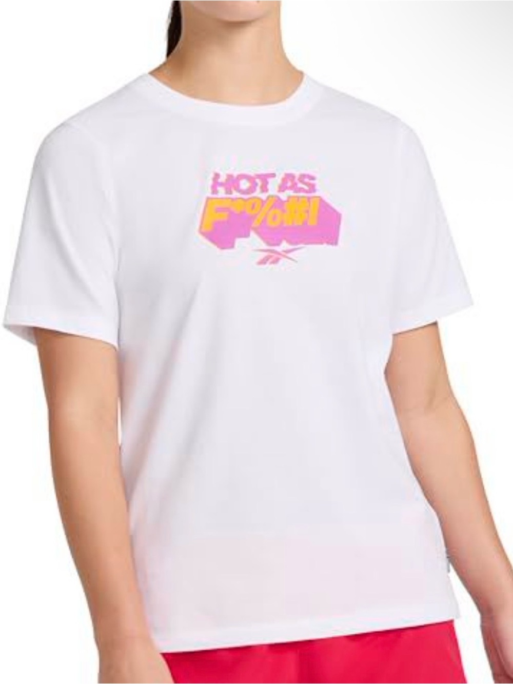 Reebok Women’s White 'Hot As F%#!' Graphic Short Sleeve Tee Large